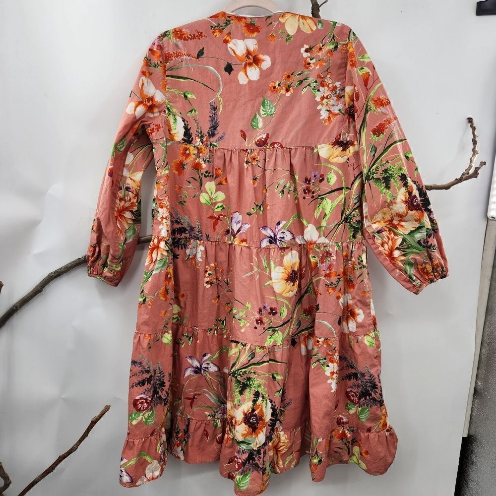 Zara floral midi puff sleeve tiered poplin dress *bloggers favorite* - Picture 3 of 7